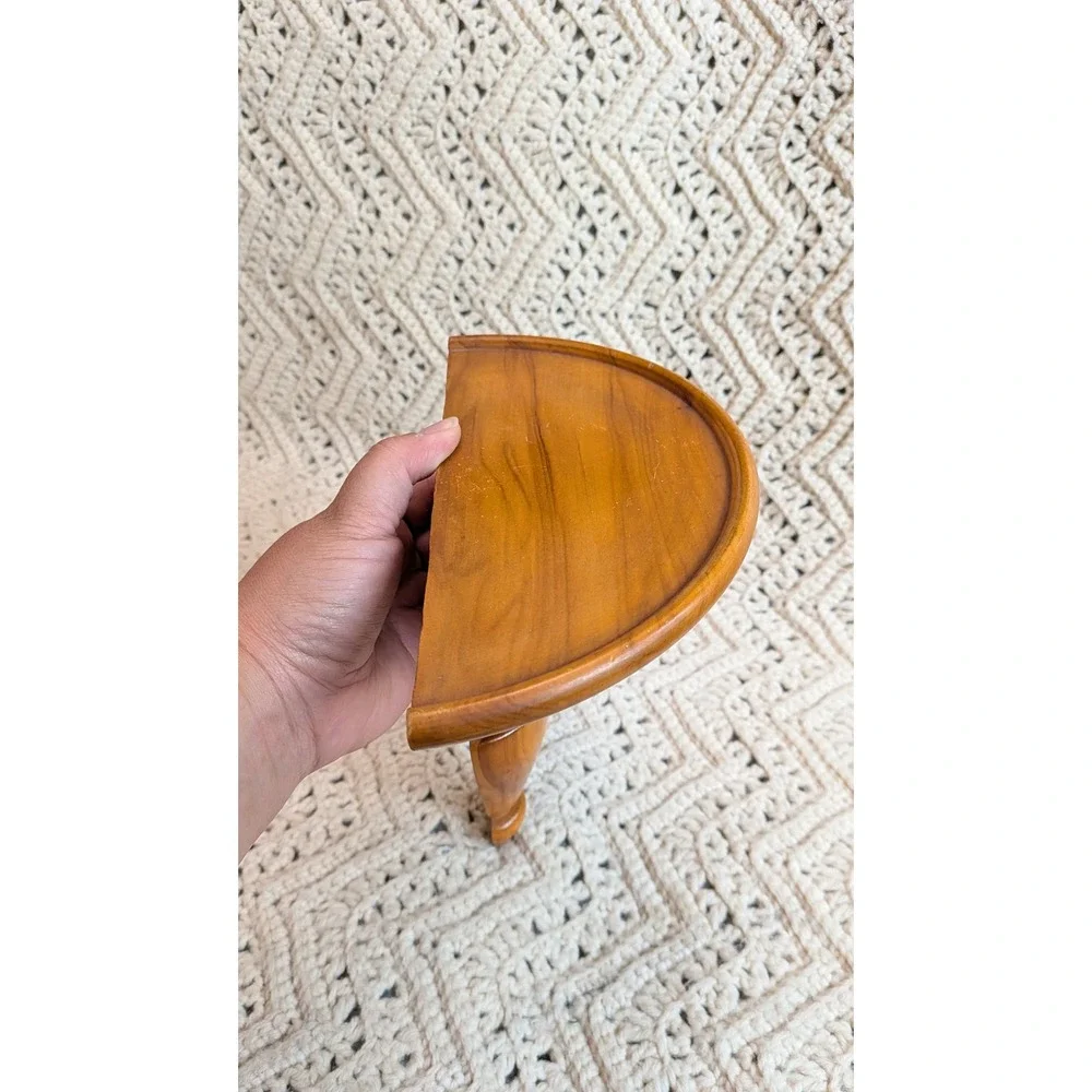 Vintage Wood Wall Corbels Floating Shelves Pair Turned Wood Sconces Mid Century